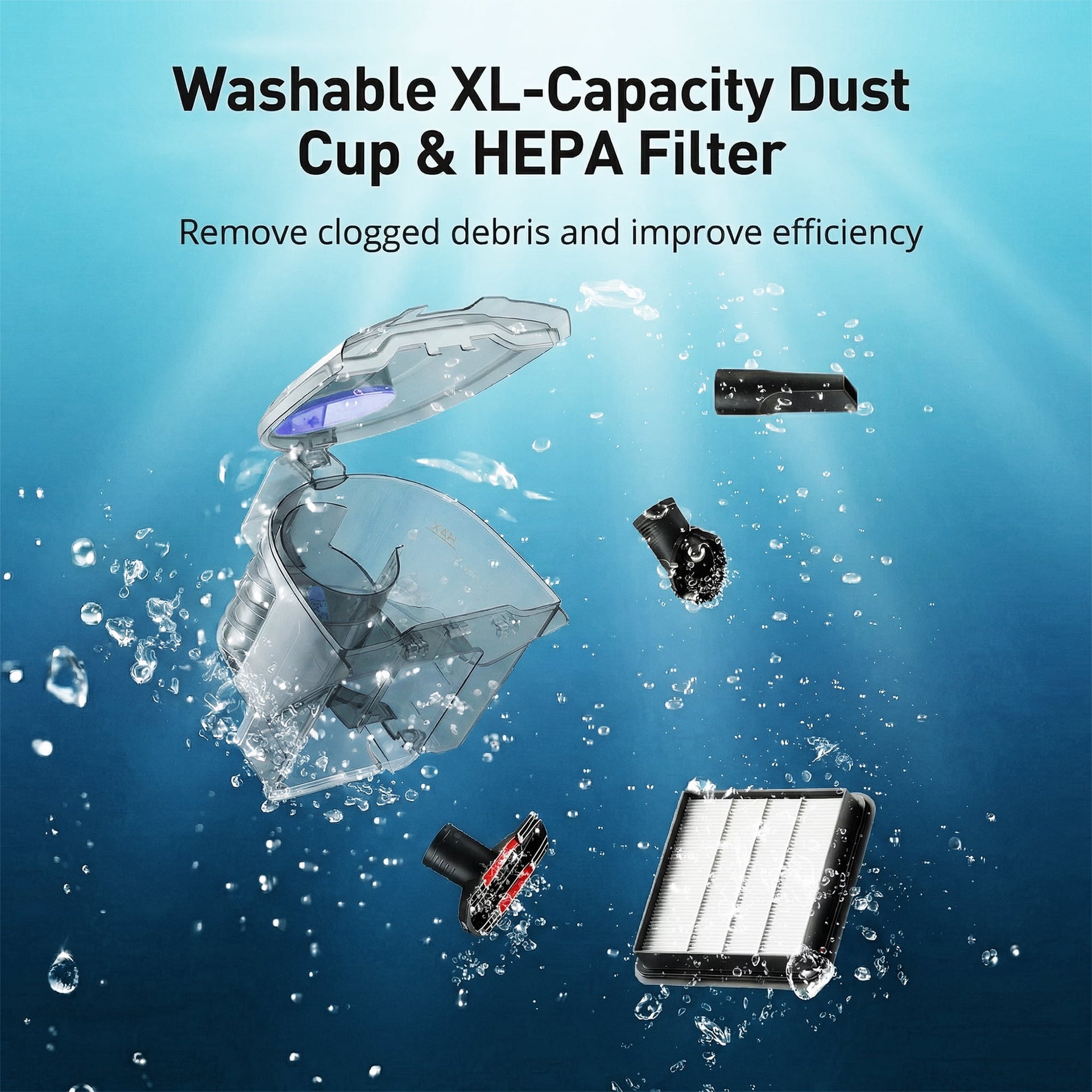 Vacuum Cleaner, 1200W 3.6 QT Bagless Canister Vacuum, Turbo Brush, Double HEPA Filter, Silver Purple