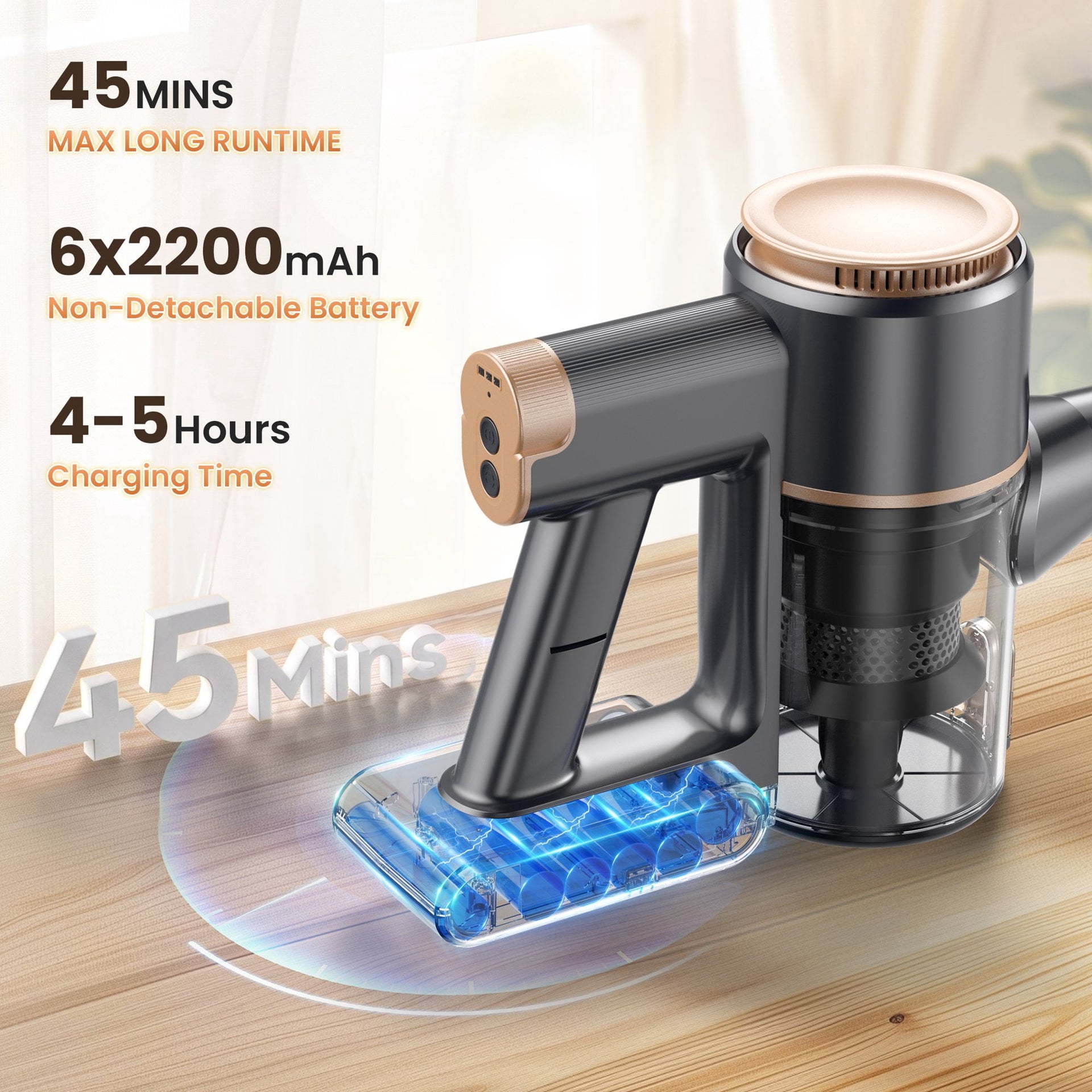 YOMA Cordless Stick Vacuum Cleaner Lightweight Powerful Handheld Vacuum for Home Hard Floor Carpet Pet Hair