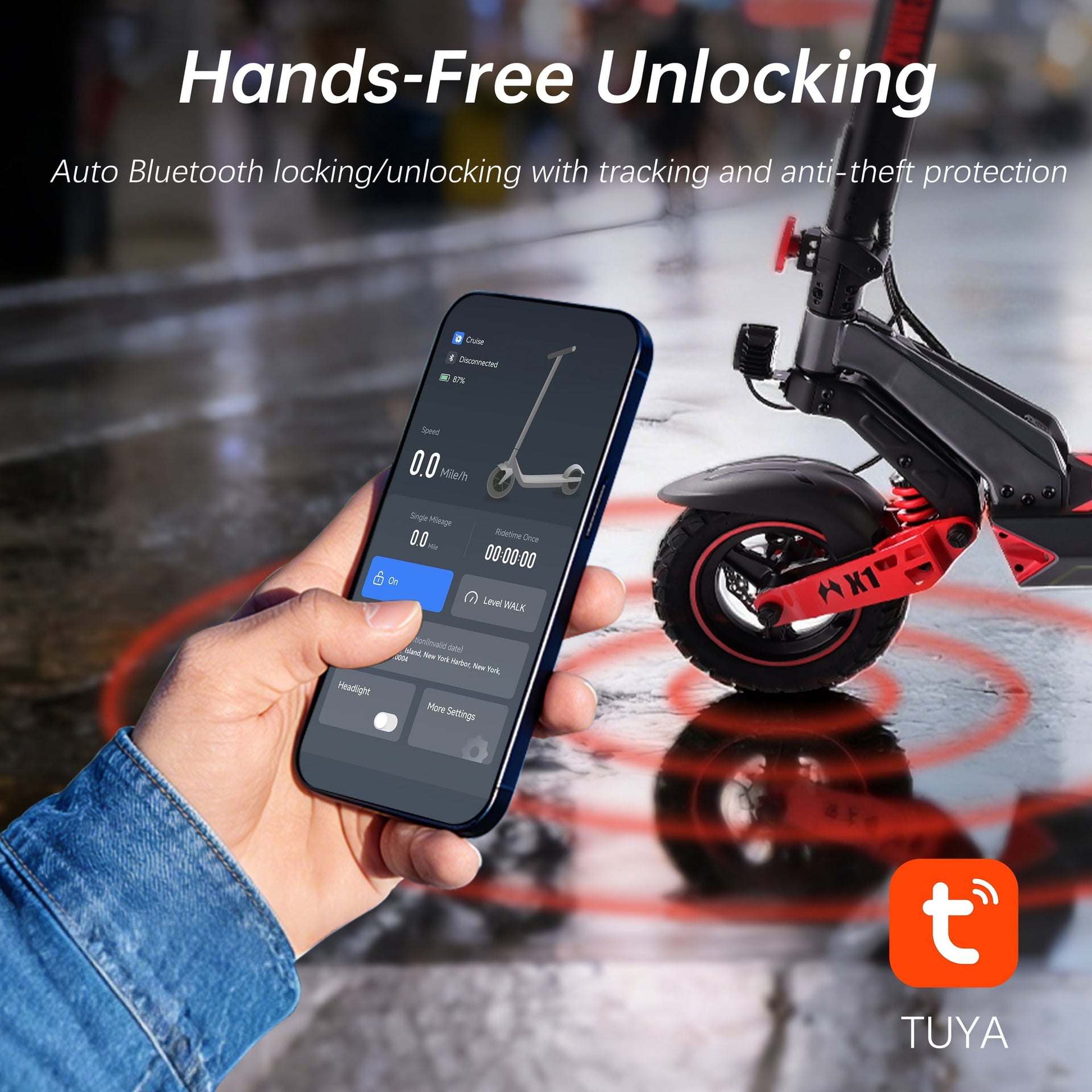 Electric Scooter - 1200W Powerful Motor, 32MPH Max Speed, 34 Miles Long Range, 10" Tubeless Tires, Smart APP Control, Dual Suspension Off-Road Commuting E Scooter for Adults