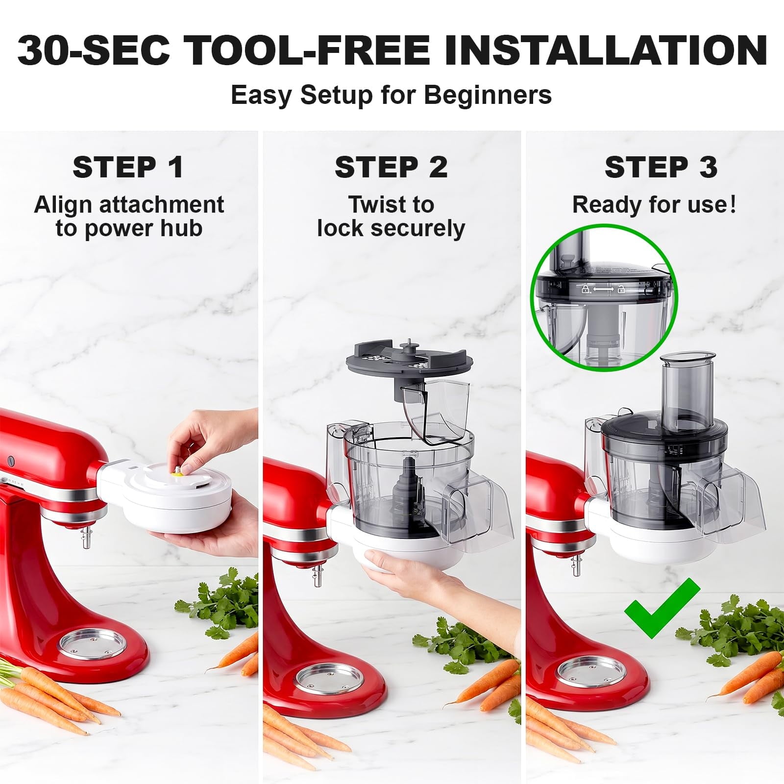 GVODE 5-in-1 Food Processor Attachment Compatible with KitchenAid Stand Mixers