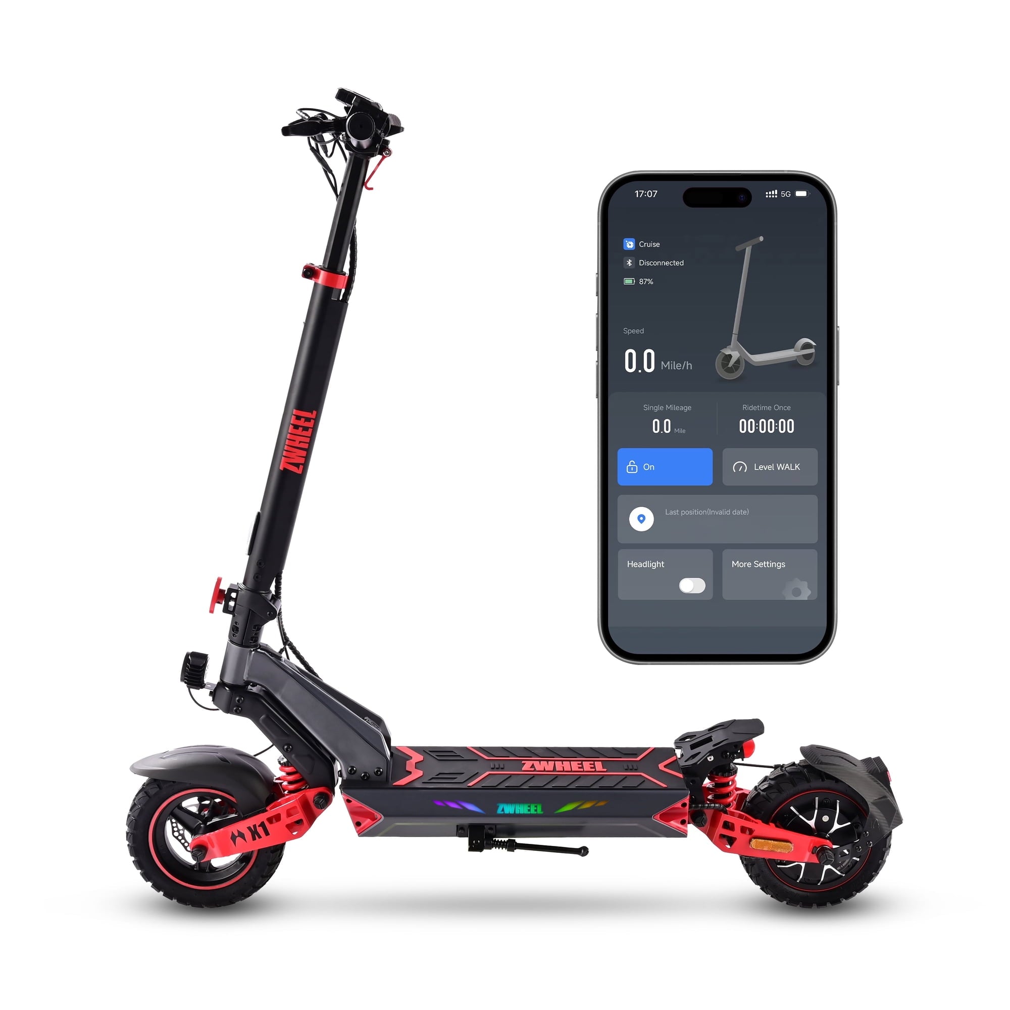 Electric Scooter - 1200W Powerful Motor, 32MPH Max Speed, 34 Miles Long Range, 10" Tubeless Tires, Smart APP Control, Dual Suspension Off-Road Commuting E Scooter for Adults