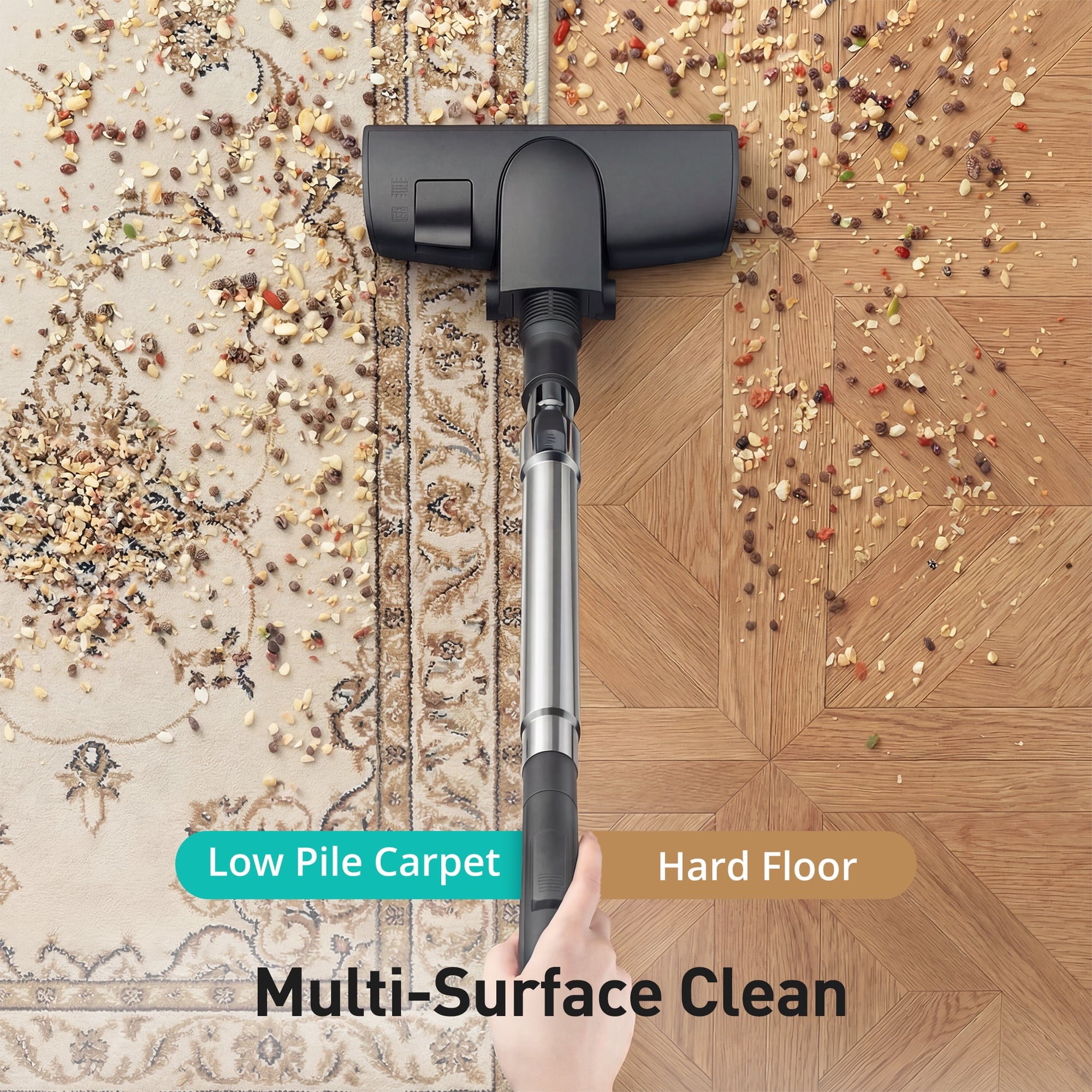Vacuum Cleaner, 1200W 3.6 QT Bagless Canister Vacuum, Turbo Brush, Double HEPA Filter, Silver Purple